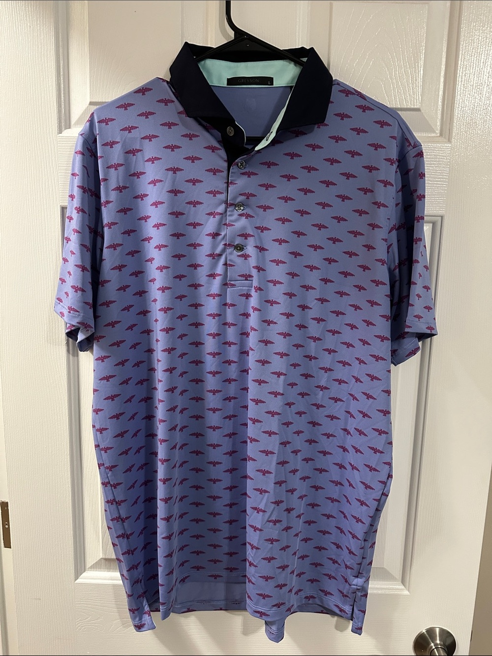 Greyson Lavender Polo with Navy Contrast Collar